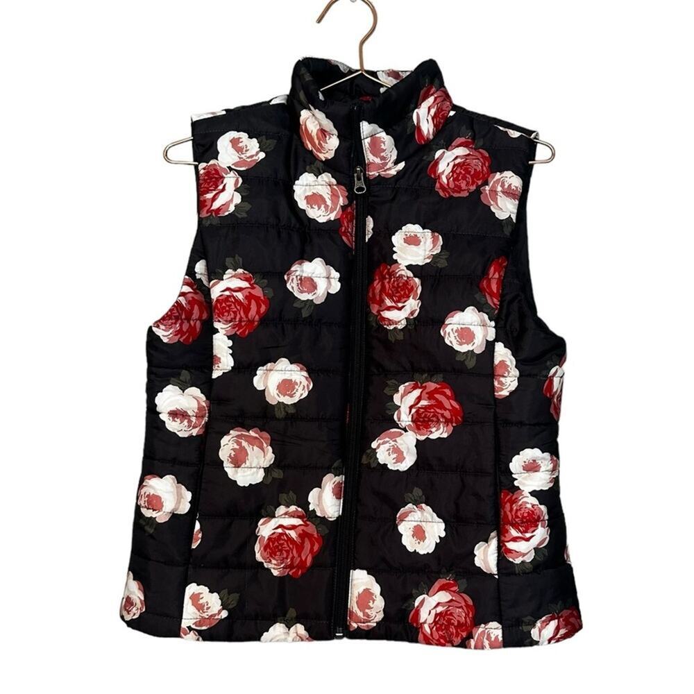 Loft Outlet Rose Floral Puffer Vest - Size Small